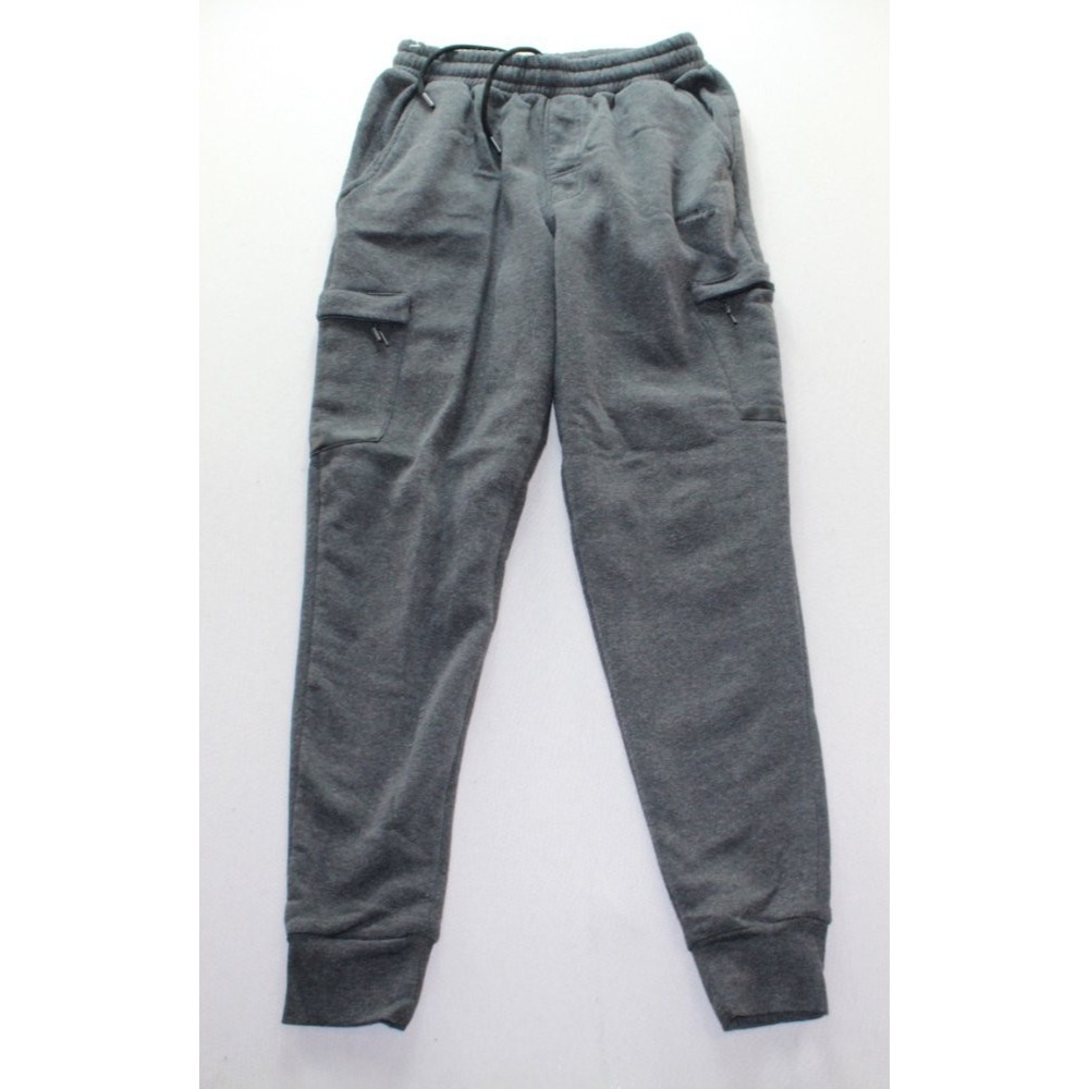 Mitre Cargo Jogger Sweatpants Mens Large Gray Good Fleece Pockets Tapered